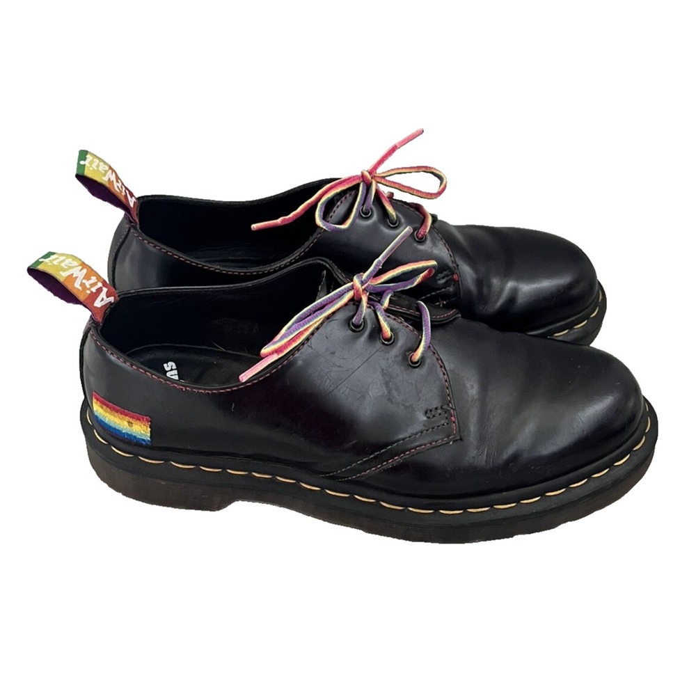 Doc Martens Gay Pride Rainbow Smooth Leather Oxford Shoes Black 9 US M / 10 US L